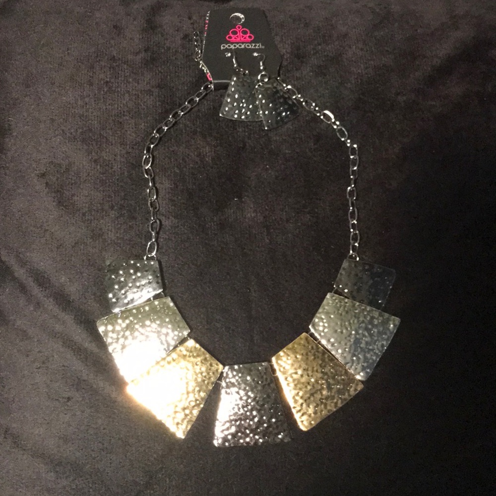 Gold, silver, and Gun Metal necklace